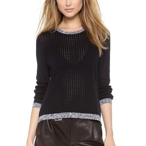 Rag & Bone Black Ariana Perforated Split Back Top